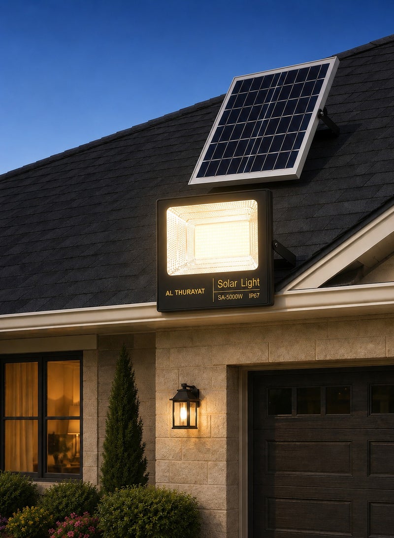 AL THURAYAT 5000W Solar LED Flood Light Outdoor with Separate Solar Panel – IP67 Waterproof Solar Lamp with Remote Control for Garden, Yard and Security Lighting - Image 4