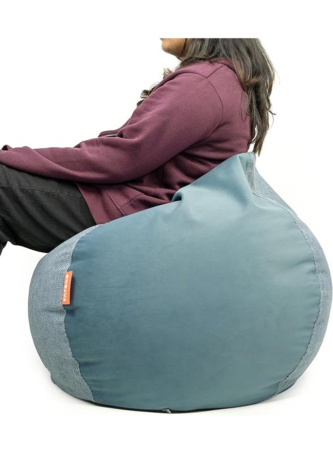 FATBAG Twintide Imported Velvety Fabric Bean Bag Chair For Kids & Adults Sizes Small | Medium | Large | X Large | XX Large With Removable Filler Bag (Stone Blue, Large)  - Image 1
