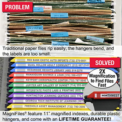 Ultimate Office MagniFile Hanging File Folders V Base Letter Size with 11 inch Magnified Indexes That Double The Size of Your File Titles to Find Files Fast. (Set of 5 Assorted) - Image 2