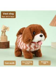 Generic Toy Dog Children Plush Electric Toy Walking Dog Electric Dog Stall Electronic Puppy Pet-Color:Vest Barking Dog [brown]  - Image 1