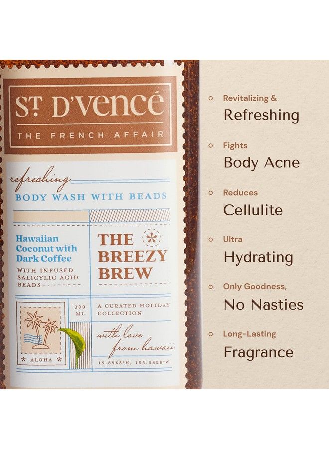 ST. D'VENCÉ St. D’Vence The Breezy Brew Body Wash With Coconut Dark Coffee And Salicylic Acid Beads (300Ml) ; Sls And Parabens Free ; Fights Body & Back Acne ; Refreshing And Deep Cleansing Shower Gel - Image 4