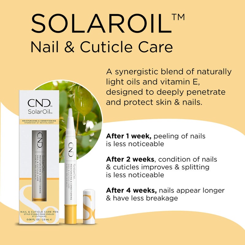 CND SolarOil Essential Care Pen, Moisturizes and Conditions Nails, Natural Blend Of Jojoba, Vitamin E, Rice Bran and Sweet Almond Oils, Pack Of 1, 0.08 oz. (Packaging may vary) - Image 2