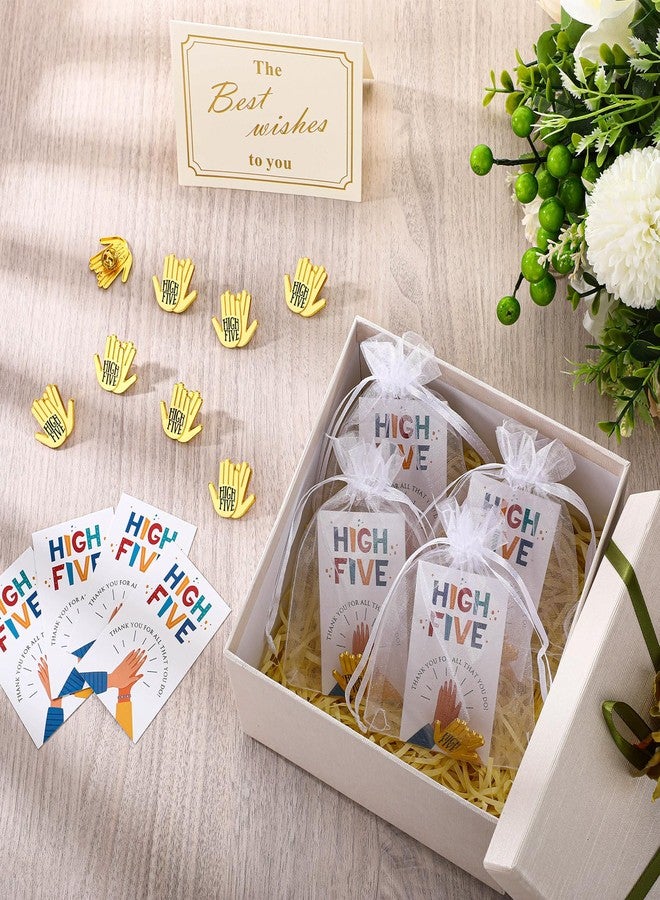 Yinkin 60 Sets Employee Appreciation Gifts Bulk High Five Hand Lapel Pin Thank You Card Employee of The Month Recognition Gifts for Social Worker Nurse Coworkers - Image 5