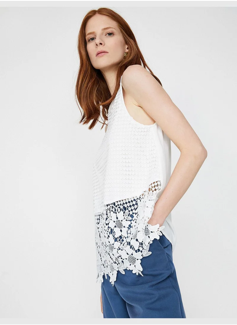 كوتون Lace Detailed Tank Top