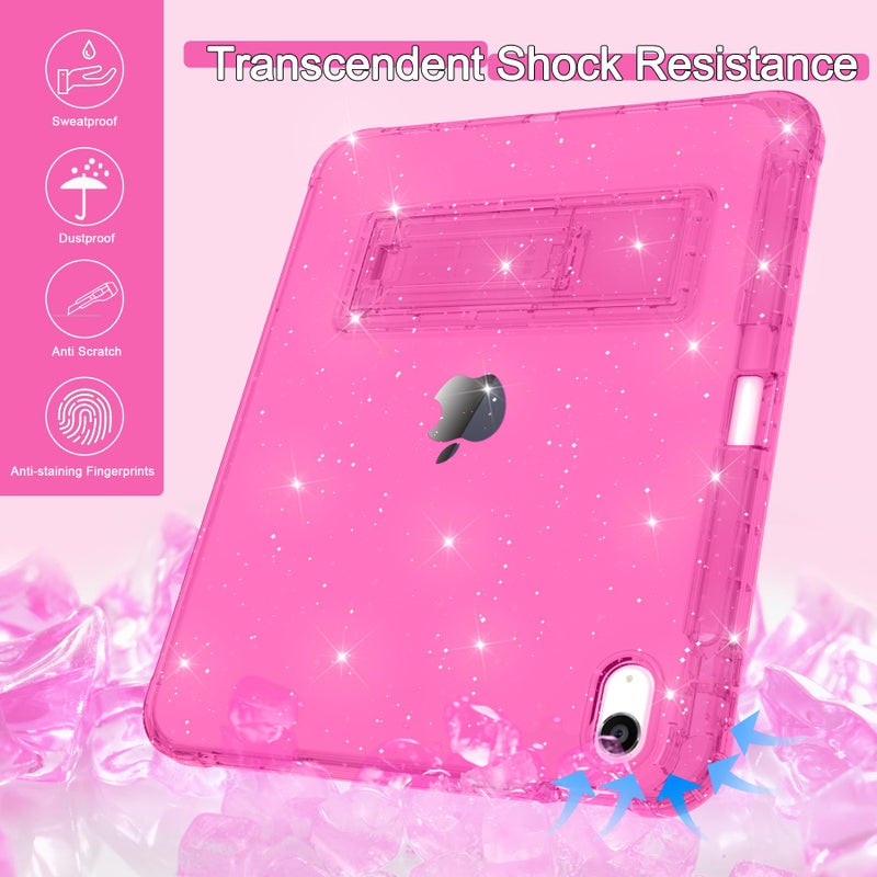 Rantice Case for iPad A16 11-inch 11th Generation, iPad 10th Generation Case 10.9 Inch, Pencil Holder & Kickstand - Slim, Glittery and Shockproof Bumper for Women and Girls, Rosered Glitter - Image 4