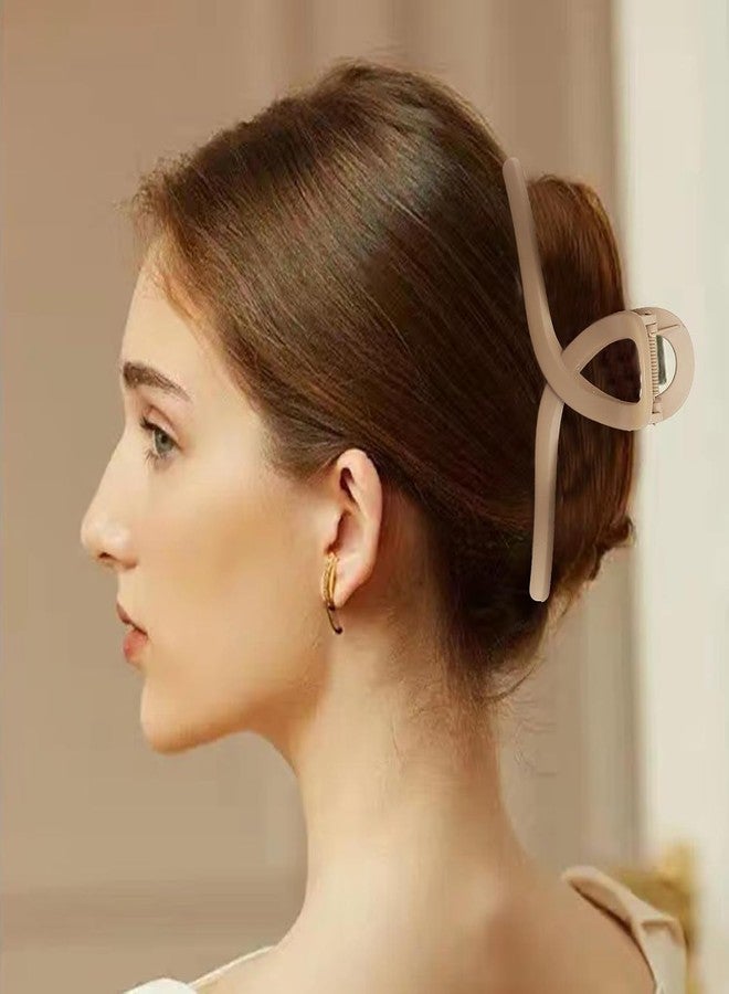 Elina 3 Pcs Large Hair Claw Clips for Thick Long Hair, Jumbo Matte Head Clutchers with Non-Slip Extra Strong Grip Ponytail Holder, Neutral Color Big Barrette for Women & Girls Accessories (T Shape Clutcher) 3 Pcs - Image 3