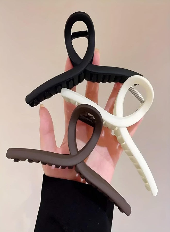 Elina 3 Pcs Large Hair Claw Clips for Thick Long Hair, Jumbo Matte Head Clutchers with Non-Slip Extra Strong Grip Ponytail Holder, Neutral Color Big Barrette for Women & Girls Accessories (T Shape Clutcher) 3 Pcs - Image 5