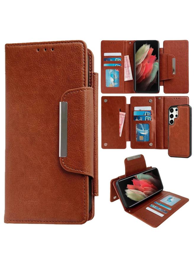 erorex Case For Samsung Galaxy S21 Ultra 5G Multifunctional 7-Card Wallet Leather Phone Case - Image 1