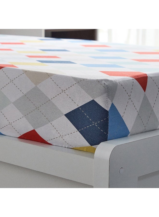 Home Box Nora Plaid Microfibre Single Fitted Sheet 90 x 25 x 190 cm - Image 5