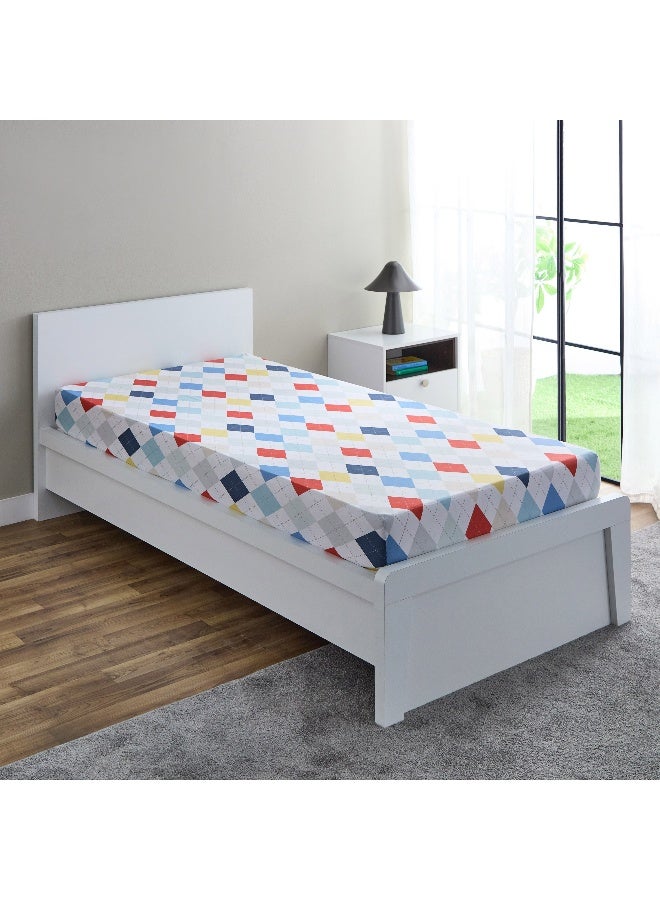 Home Box Nora Plaid Microfibre Single Fitted Sheet 90 x 25 x 190 cm - Image 2