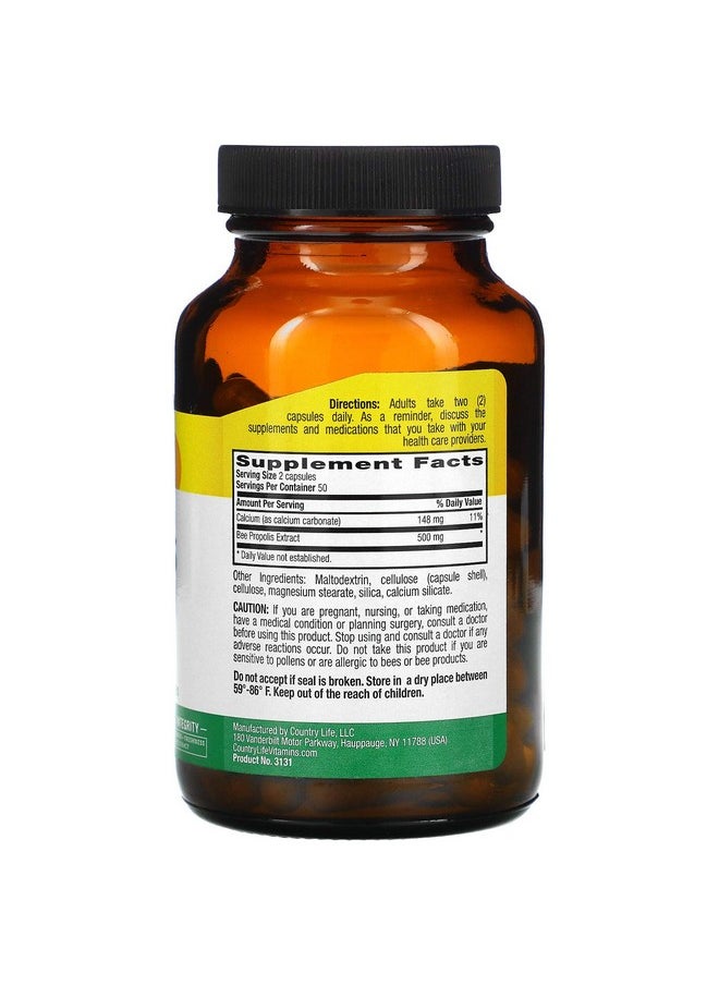 Country Life Bee Propolis 500Mg Daily Supplement 100% Bee Pollen Extract Clean Immune Health Support Gluten Free Soy Free Vegetarian Kosher No Fillers Or Additives 100 Veggie Caps  - Image 3