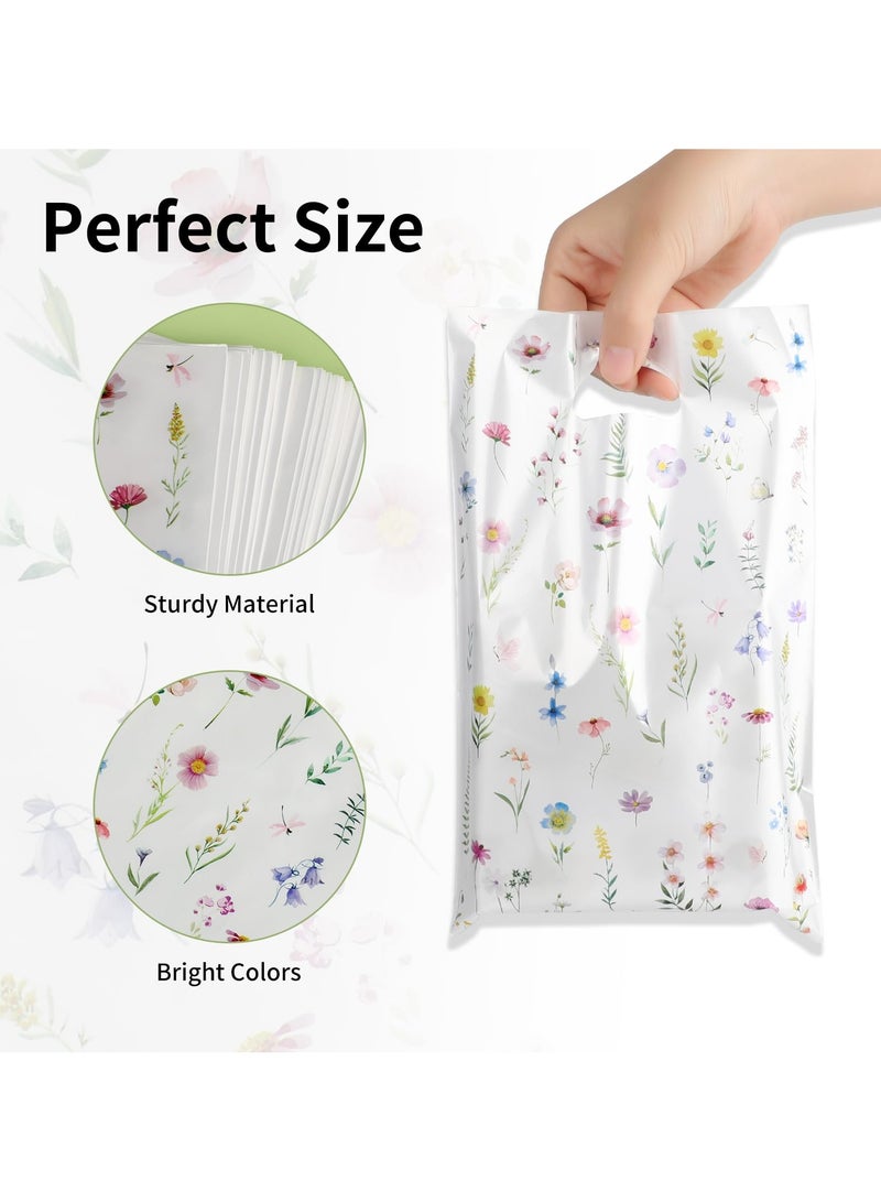 RTYY 50Pcs Wildflower Theme Goodie Bags Spring Wildflower Plastic Gift Bags Flower favor bags with Handles Party Treat Candy Bags for Birthday, Wedding, Baby Shower Party Supplies - Image 4