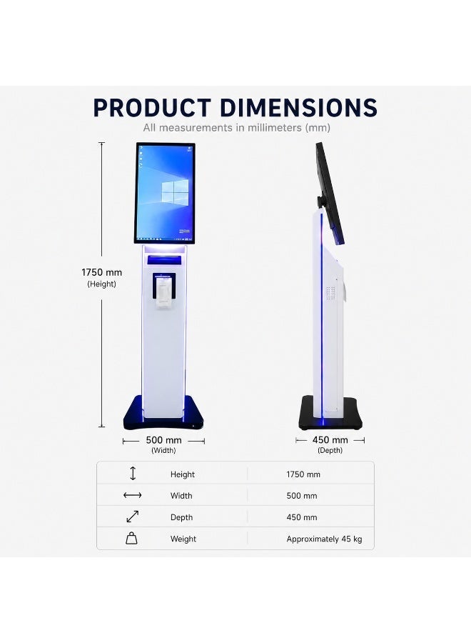 BASEET SW238 Interactive Self-Service Kiosk with Touch Screen & Built-in Receipt Printer – Windows OS Digital POS Kiosk for Restaurants, Retail Stores, Ticketing & Customer Service - Image 3