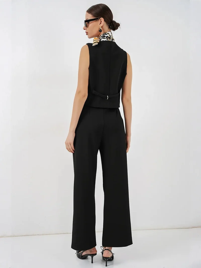 Big Dart Black BDART V-neck Crepe Waistcoat for Women | Best Price UAE