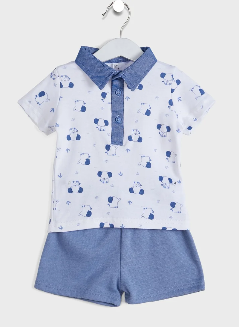 Little Gent Infant Elephant Polo & Shorts Set