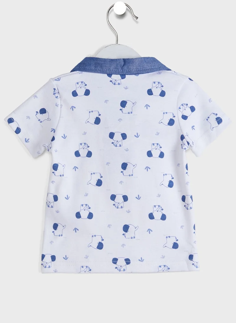Little Gent Infant Elephant Polo & Shorts Set