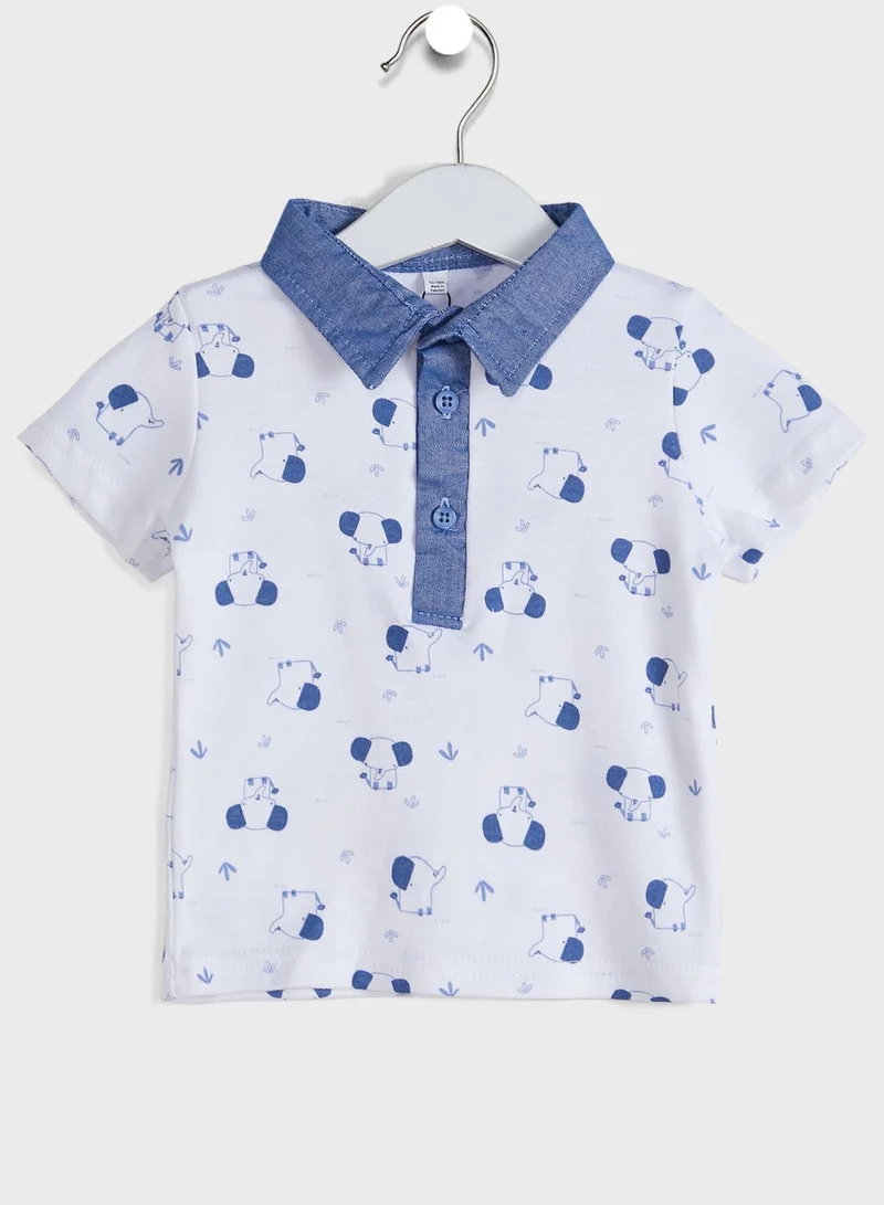 Little Gent Infant Elephant Polo & Shorts Set
