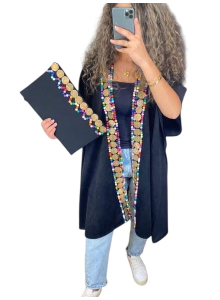 Handmade abaya card with distinctive embroidery in cheerful colors – Free Size