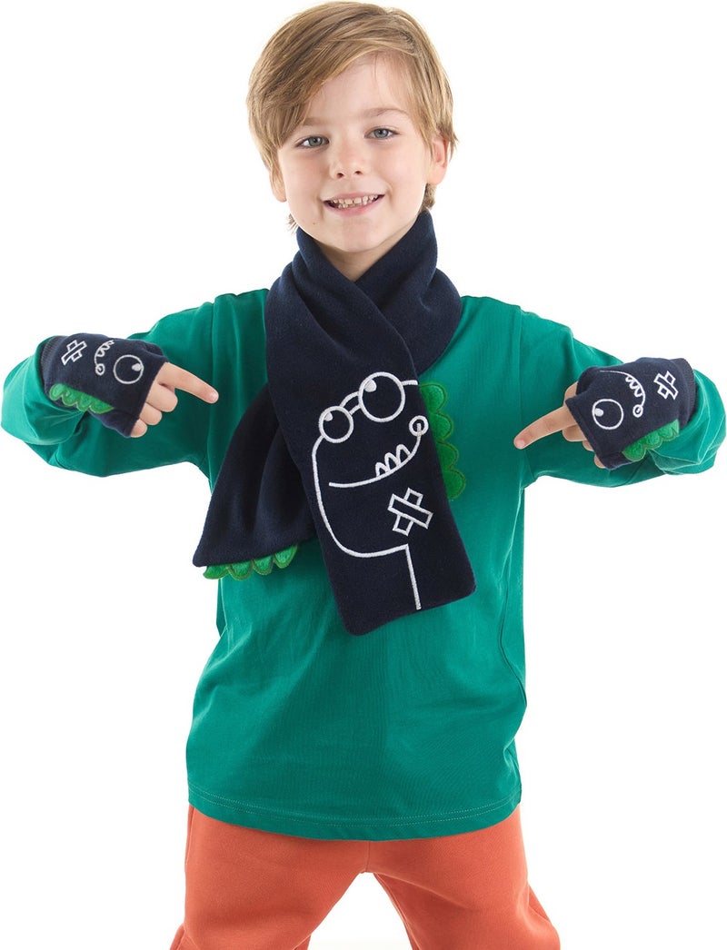 Denokids Caterpillar Dino Boy Scarf - Glove Set - Image 3