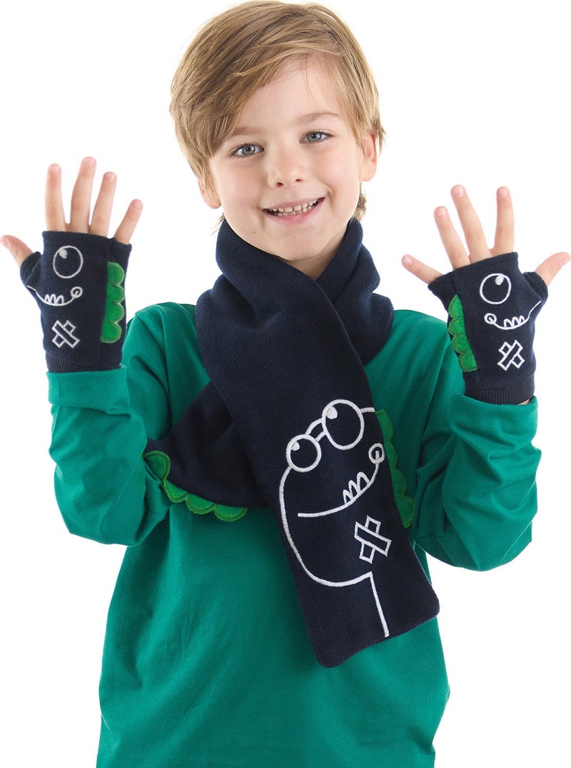 Denokids Caterpillar Dino Boy Scarf - Glove Set - Image 1