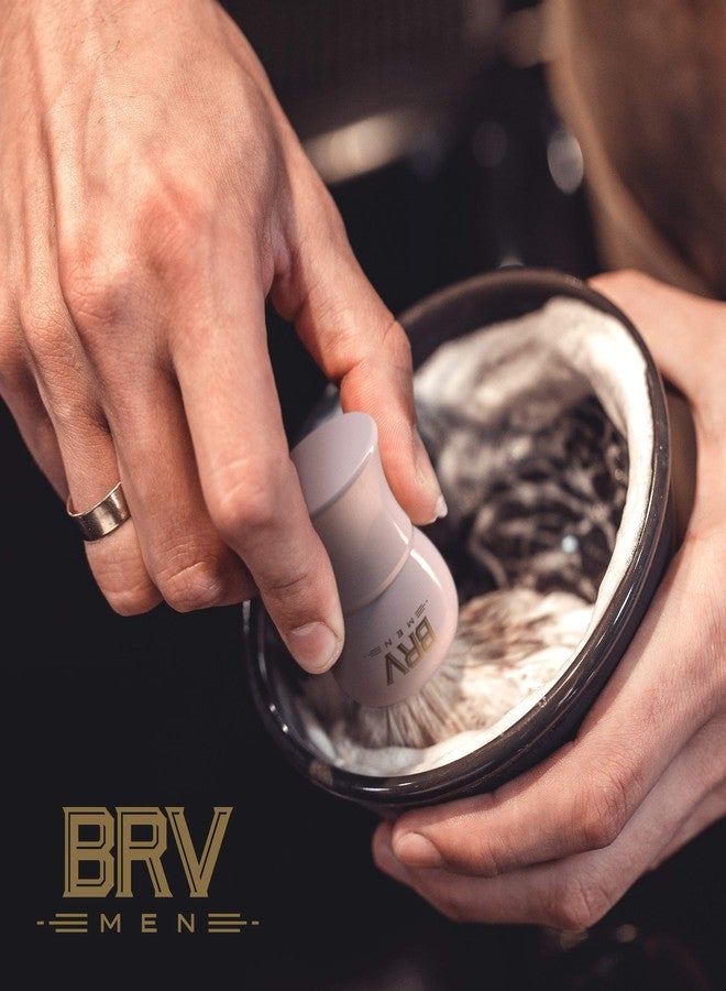 BRV MEN Pure Badger Shaving Brush LARGE (24mm knots) - Heavy Resin Handle - Use with Double-Edge Safety Razor, Straight Razor and Shaving Bowl - White - Image 4