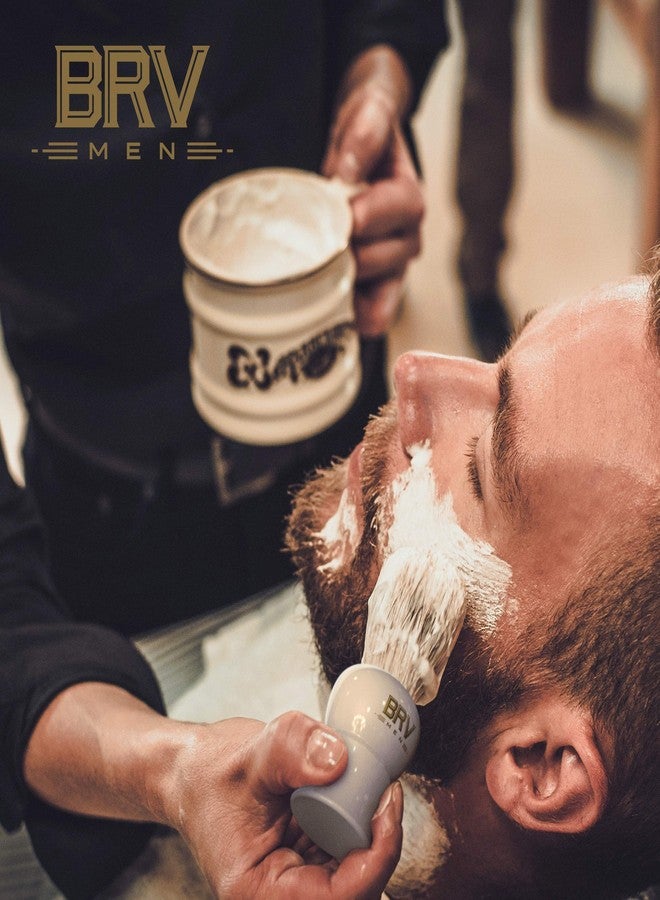 BRV MEN Pure Badger Shaving Brush LARGE (24mm knots) - Heavy Resin Handle - Use with Double-Edge Safety Razor, Straight Razor and Shaving Bowl - White - Image 5