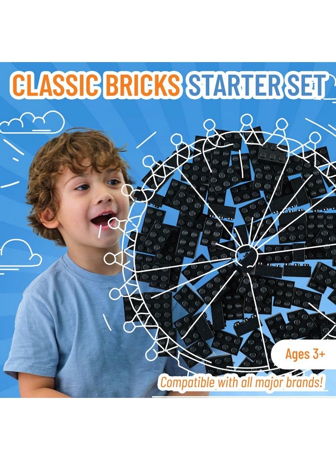 Strictly Briks Strictly Briks Compatible with Lego Classic Bricks Starter Kit, Black, 96 Pieces, 2x3 Studs, Building Creative Play Gift Set for Ages 3 and Up, 100% Compatible with All Major Brick Brands  - Image 2