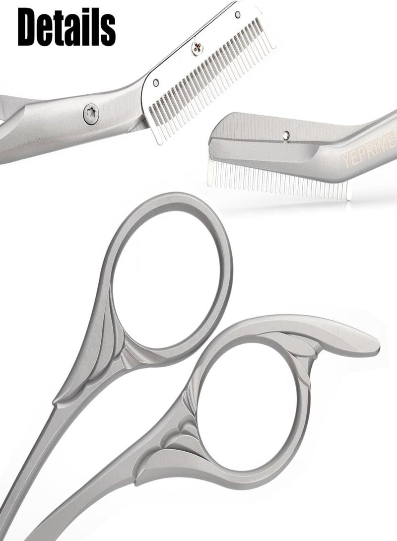 خاجول مقص تشذيب الحواجب مع مشط، هدايا للرجال والنساء، مقبض مضاد للانزلاق سهل التشغيل بيد واحدة، آمن ودقيق ومريح - Image 5