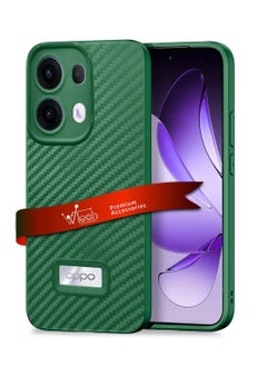 دبليو تيك Oppo Reno13 Pro 5G 2024 غطاء هيكل نسيج من ألياف الكربون المصنوعة من السيليكون السائل - أخضر غامق  - Image 1