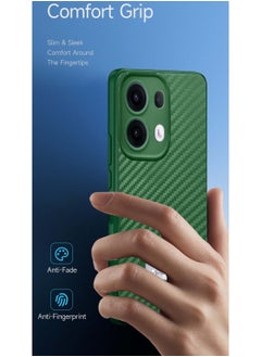 دبليو تيك Oppo Reno13 Pro 5G 2024 غطاء هيكل نسيج من ألياف الكربون المصنوعة من السيليكون السائل - أخضر غامق  - Image 2