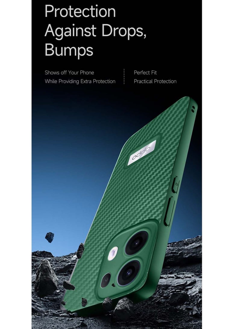 Wtech Oppo Reno13 Pro 5G 2024 Liquid Silicone Carbon Fiber Texture Case Cover - Dark Green - Image 4