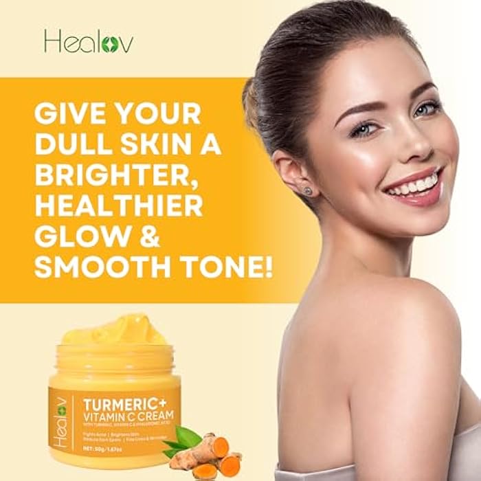 Healov Turmeric Face Cream for Face & Body - All Natural Turmeric Skin Brightening Lotion - Cleanses Skin, Fights Acne, Evens Tone, Fades Scars, Sun Damage, & Age Spots - Pure Turmeric Cream with Vitamin C - Image 2