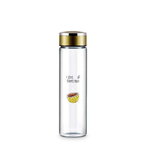 Freelance Ambrosia Glass Water Bottle 600 ml Grapefruit - Borosilicate Glass Bottle for Fridge - BPA-Free, Leak-Proof Lid for Office, Gym, Outdoors - Eco-Friendly, Reusable Water Bottle Glass - Image 1
