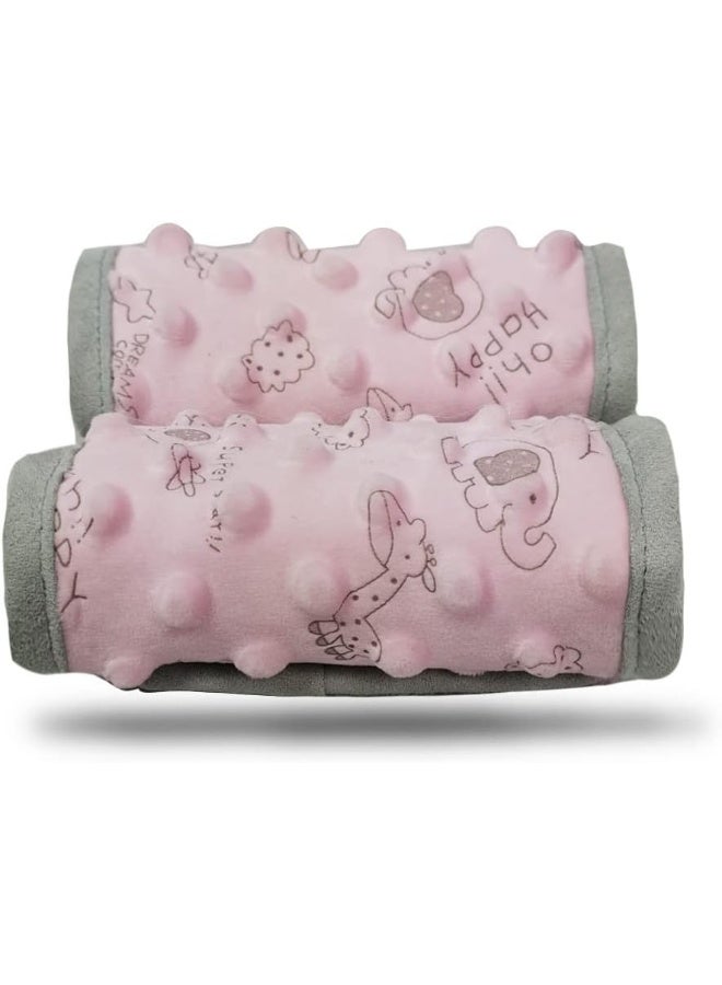 DODO NICI غطاء حزام مقعد السيارة DODO NICI للرضع، غطاء وسادة حزام الأمان، وسادات حزام تناسب حاملة الأطفال/عربة الدفع/عربة الأطفال، مريح بنقوش منقطّة، وردي - Image 1