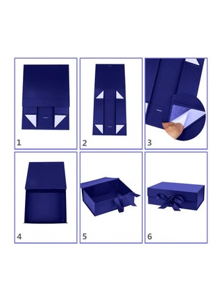 Luxury Magnetic Gift Box, Blue Large Gift Box with Ribbon,Folding Gift Boxes for Presents With Lid, Suitable for Festival, Birthday, Anniversary, etc - view 5
