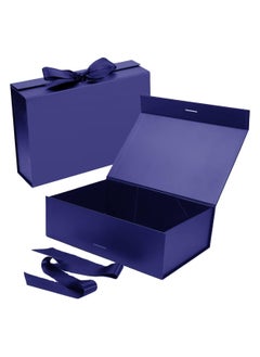 TecV Luxury Magnetic Gift Box, Blue Large Gift Box with Ribbon,Folding Gift Boxes for Presents With Lid, Suitable for Festival, Birthday, Anniversary, etc  - Image 1