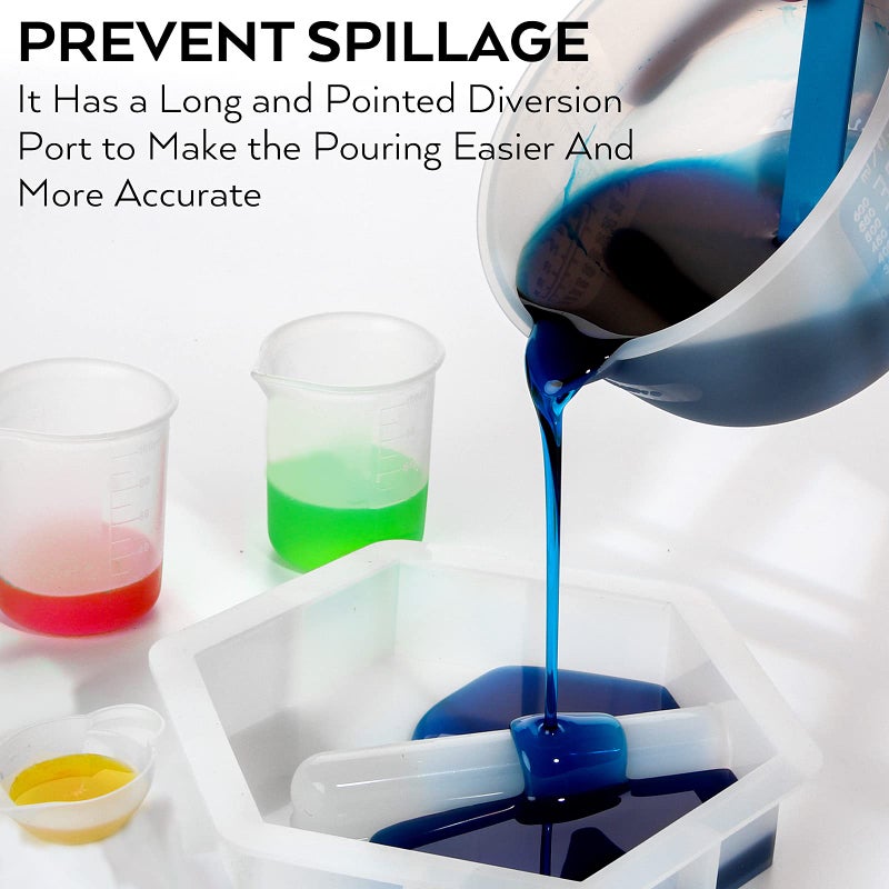 Nicpro Large Silicone Resin Measuring Cups Tool Kit - Nicpro Reusable 600ml & 100ml Measure Cup, Silicone Stir Sticks Pipettes Finger Cots for Epoxy Resin Mixing, Molds, Jewelry Making, Waxing, Easy Clean - Image 4