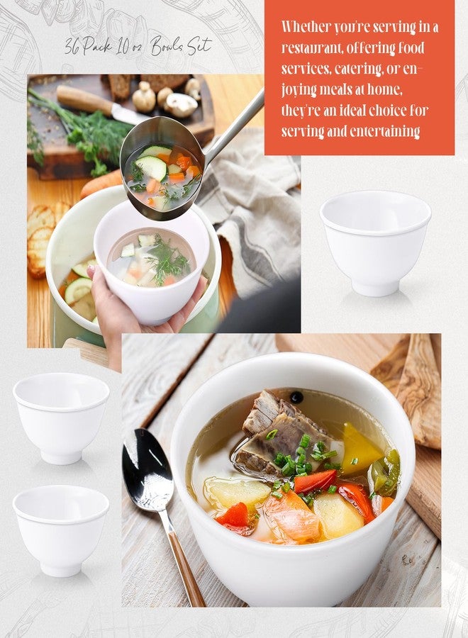 Tioncy 36 Pieces 10 oz Melamine Bowls Set Dessert Bowls Unbreakable White Soup Bowls Melamine Salad Bowls for Pasta Cereal Soup Dishwasher Safe - Image 4
