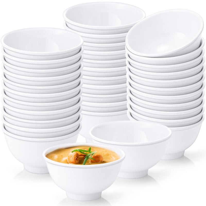 Tioncy 36 Pieces 10 oz Melamine Bowls Set Dessert Bowls Unbreakable White Soup Bowls Melamine Salad Bowls for Pasta Cereal Soup Dishwasher Safe - Image 1