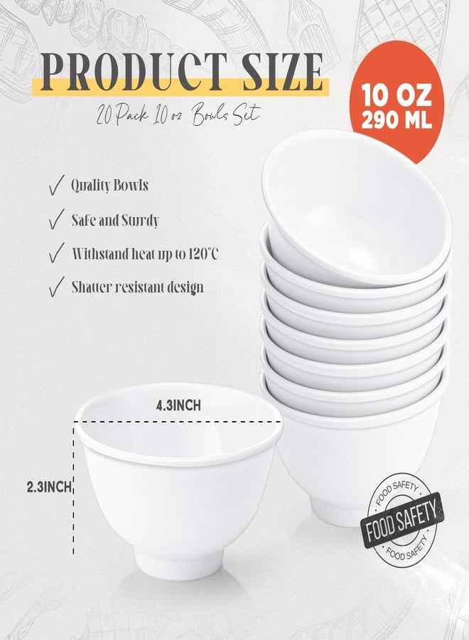 Tioncy 36 Pieces 10 oz Melamine Bowls Set Dessert Bowls Unbreakable White Soup Bowls Melamine Salad Bowls for Pasta Cereal Soup Dishwasher Safe - Image 2
