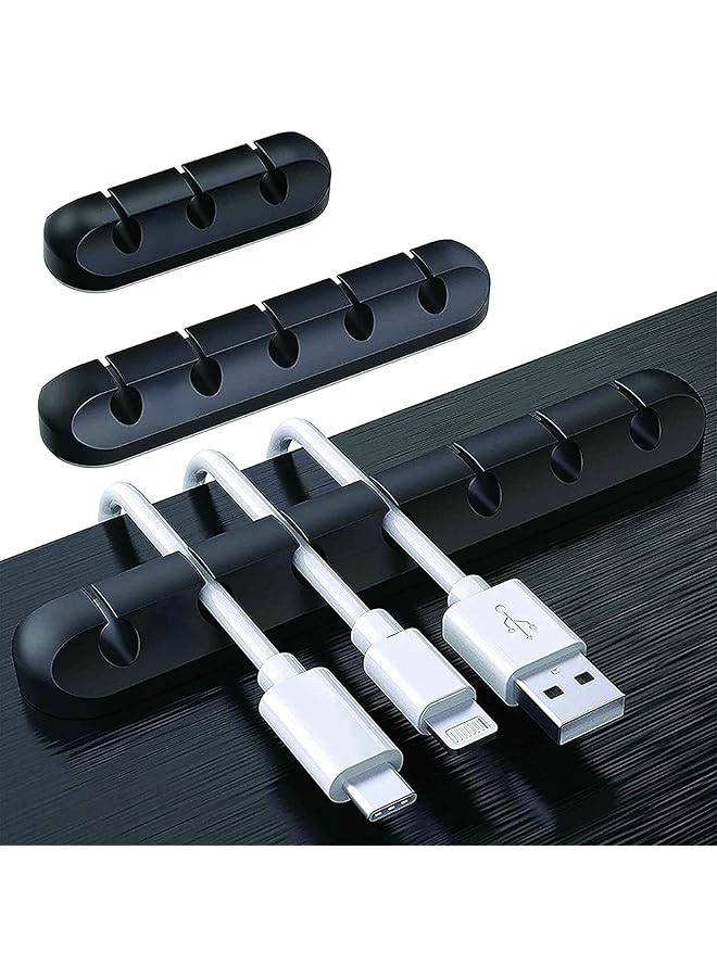 Green Tiger Cable Management Clips for Power Cord, USB Cable, TV PC, Home and Office, Desktop 3, 5 or 7 Cables 3 Pieces Black, White, CABCLIP01-3P, 200mm - Image 1