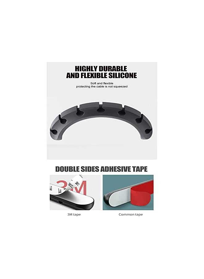 Green Tiger Cable Management Clips for Power Cord, USB Cable, TV PC, Home and Office, Desktop 3, 5 or 7 Cables 3 Pieces Black, White, CABCLIP01-3P, 200mm - Image 3