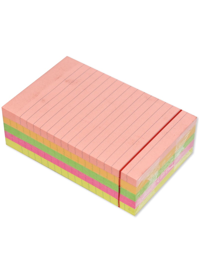 FIS Sticky Note Pad 4/6 inches Pack of 5 Ruled 5 Assorted Neon Color -FSPO4X6RN5C - Image 2