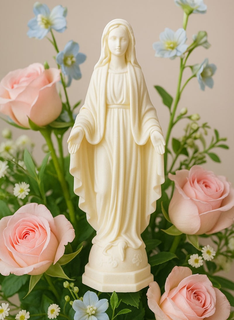 Virgin Mary Figurine – Elegant Ivory Resin Carving for Home & Office Desk Decor – Ideal Holiday Gift  - Image 1