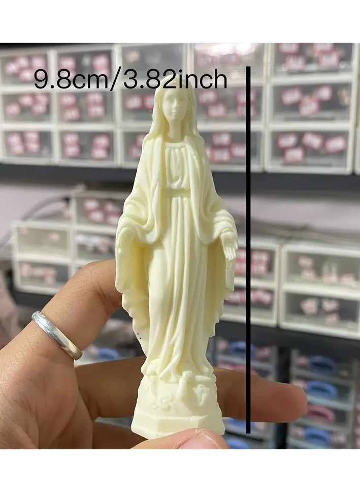 Virgin Mary Figurine – Elegant Ivory Resin Carving for Home & Office Desk Decor – Ideal Holiday Gift  - Image 2