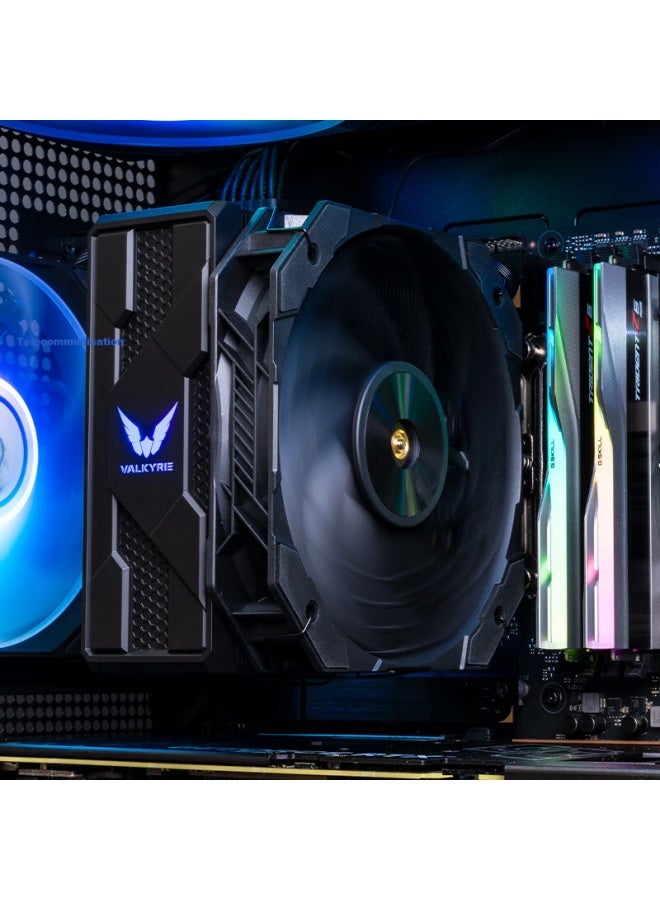 Valkyrie Cl140 Black Vk Cpu Air Cooler With 6 Heatpipes, Pure Copper Base, Supports Lga1700 Am5, Argb Lighting - Image 3