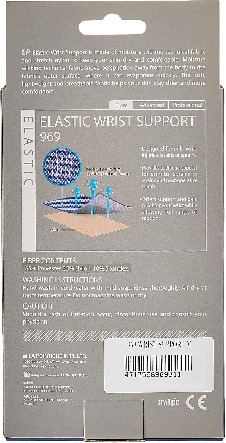 LP Support 969 Elastic Wrist Support, Small, Blue - Image 2