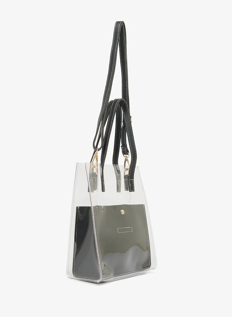 Glamorous Black Top Handle Contrast Trim Tote Bag for Women | Best Price UAE