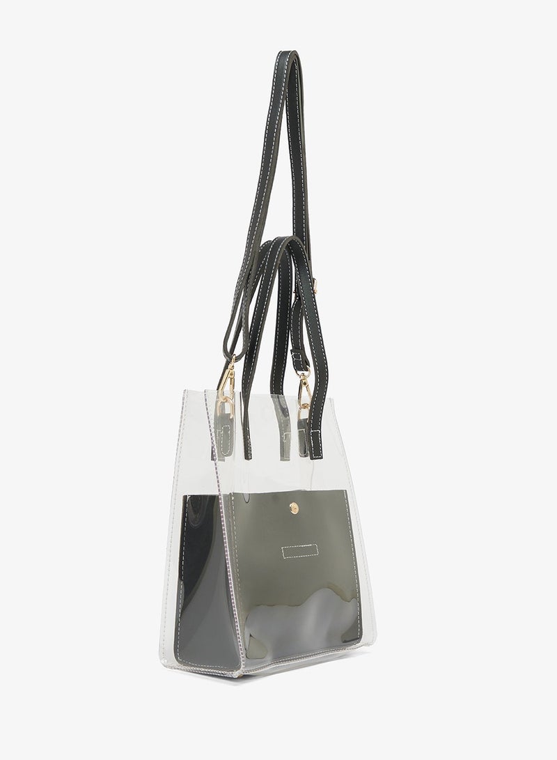 GLAMOROUS Top Handle Contrast Trim Tote Bag - Image 3