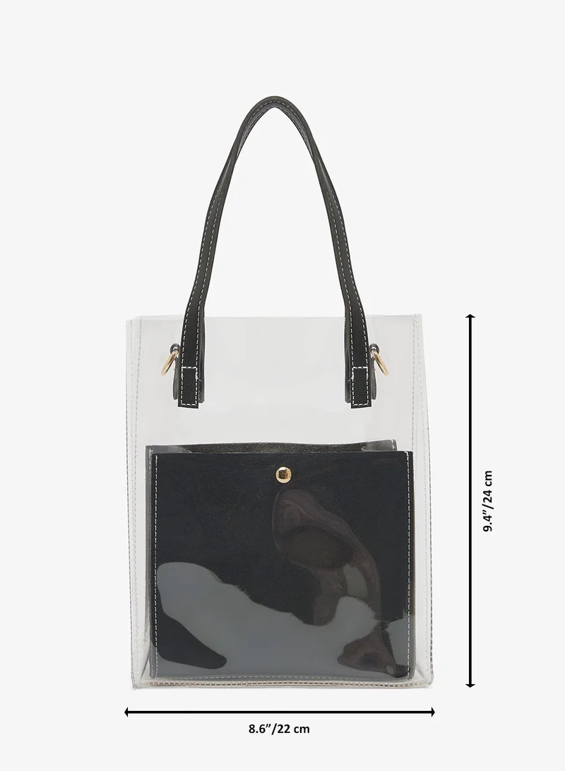Glamorous Black Top Handle Contrast Trim Tote Bag for Women | Best Price UAE